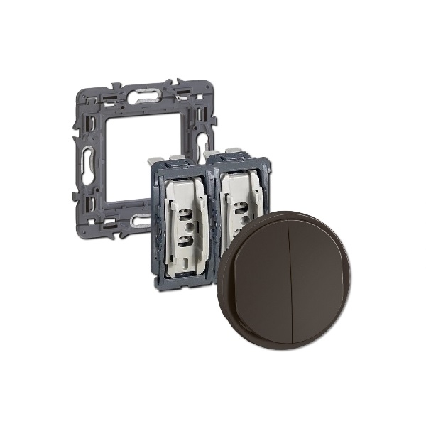 Legrand - Céliane 2024 - Double Interrupteur va-et-vient complet - Noir - SANS PLAQUE - 1 poste - Réf : CZ2001