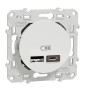 Schneider - Odace 2011 - Prise double USB - Type A+C - 2.4A - Blanc - Réf : S520401
