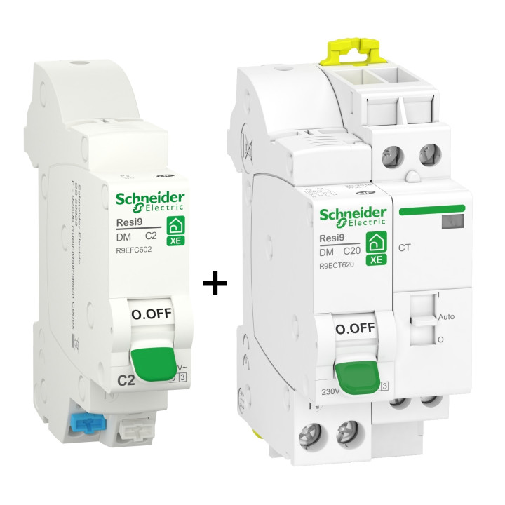 Schneider - LOT - Contacteur J/N heures creuses + DPN 2A XE + DPN 20A XE - Réf : R9ECT620+R9EFC602