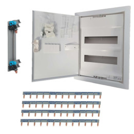 Legrand - Coffret encastrable 2x12+2 avec porte métal extra plate + Peignes V et H - Ref. : 001532+405000+404926x4
