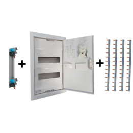 Legrand - Coffret encastrable 2x12+2 avec porte métal extra plate + Peignes V et H - Ref. : 001532+405000+404926x4