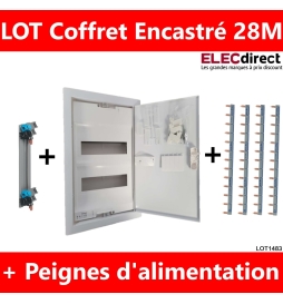 Legrand - LOT - Coffret encastrable - 28M avec porte métal + Peignes V et H - Réf : 001532+405000+404926x4