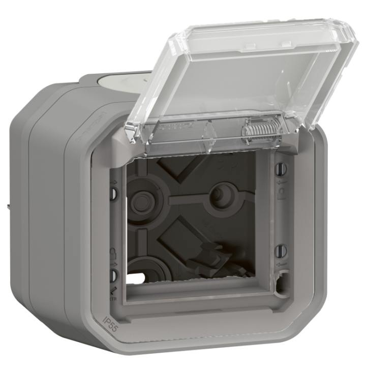 Legrand - Plexo L - Adaptateur Mosaic + Boîtier 1 poste - Saillie - Gris - Ref. : 069580L + 069651L