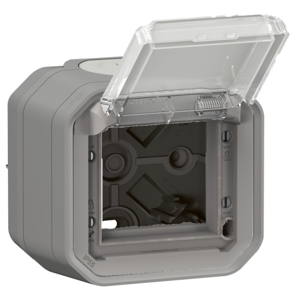 Legrand - Plexo L - Adaptateur Mosaic + Boîtier 1 poste - Saillie - Gris - Ref. : 069580L + 069651L