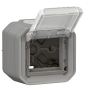 Legrand - Plexo L - Adaptateur Mosaic + Boîtier 1 poste - Saillie - Gris - Ref. : 069580L + 069651L