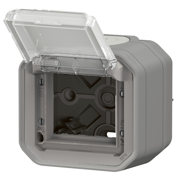 Legrand - Plexo L - Adaptateur Mosaic + Boîtier 1 poste - Saillie - Gris - Ref. : 069580L + 069651L