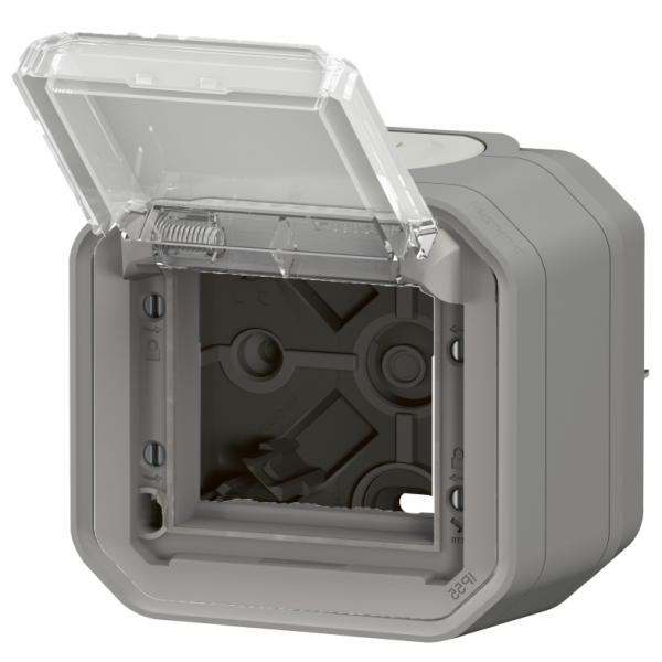 Legrand - Plexo L - Adaptateur Mosaic + Boîtier 1 poste - Saillie - Gris - Ref. : 069580L + 069651L