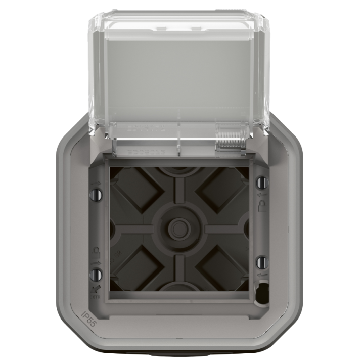 Legrand - Plexo L - Adaptateur Mosaic + Boîtier 1 poste - Saillie - Gris - Ref. : 069580L + 069651L