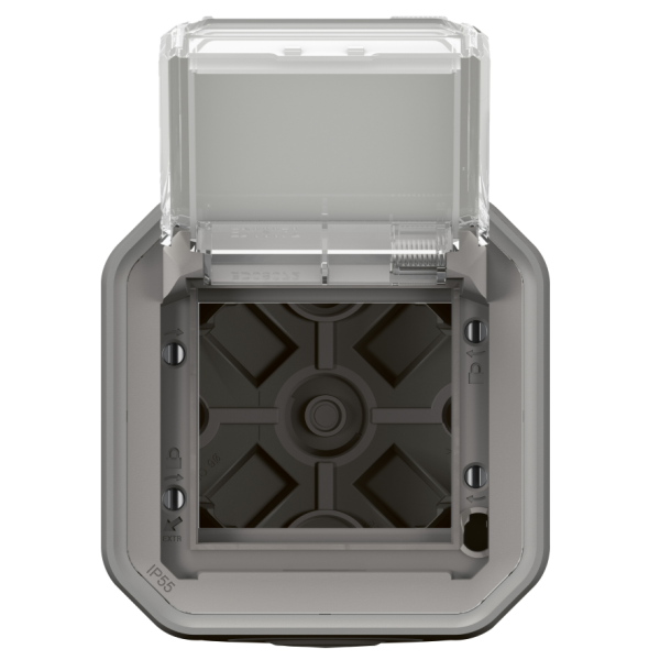 Legrand - Plexo L - Adaptateur Mosaic + Boîtier 1 poste - Saillie - Gris - Ref. : 069580L + 069651L