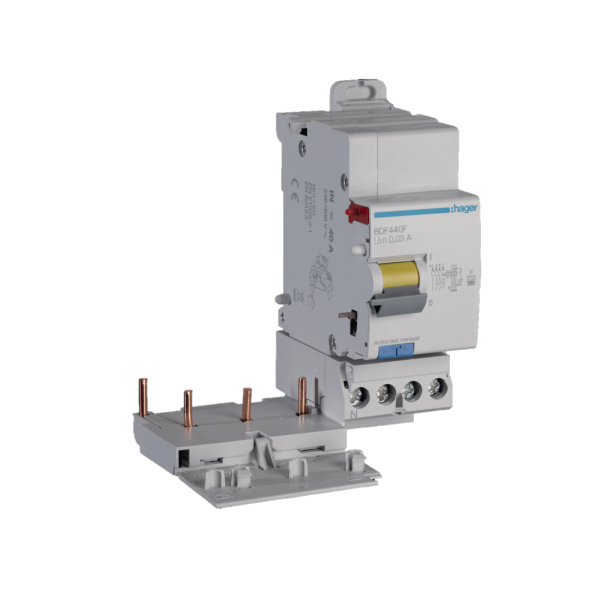 Hager - Bloc différentiel 3P+N 40A 30mA - Type F - Réf : BDF440F