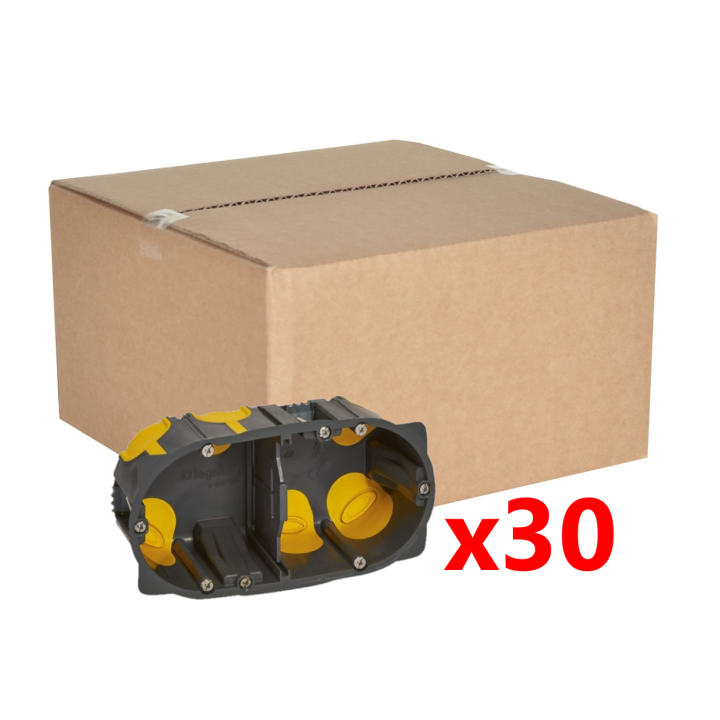Legrand - Écobatibox - LOT de 30 Boîtes d'encastrement 2 postes - BBC - Profondeur 50mm - D.67mm - Réf : 080032Lx30