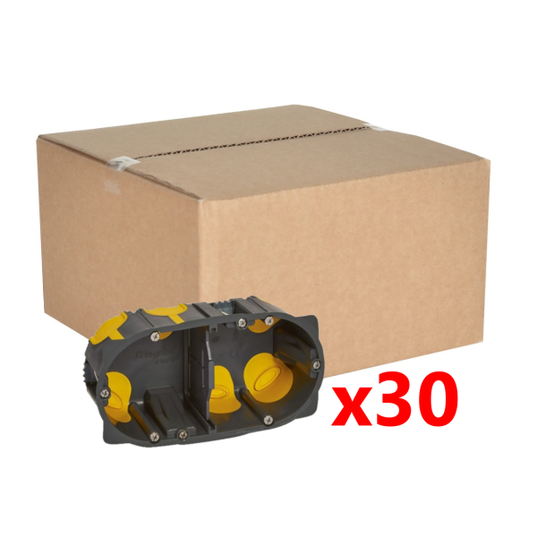 Legrand - Écobatibox - LOT de 30 Boîtes d'encastrement 2 postes - BBC - Profondeur 50mm - D.67mm - Réf : 080032Lx30