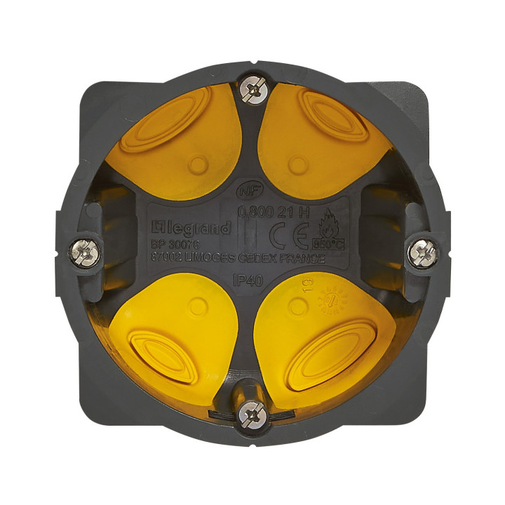 Legrand - Écobatibox - LOT de 40 Boîtes d'encastrement 1 poste - BBC - Profondeur 40mm - D.67mm - Réf. : 080021Lx40