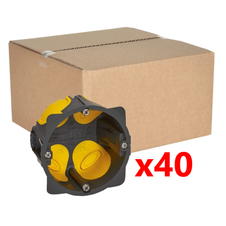 Legrand - Écobatibox - LOT de 40 Boîtes d'encastrement 1 poste - BBC - Profondeur 40mm - D.67mm - Réf. : 080021Lx40
