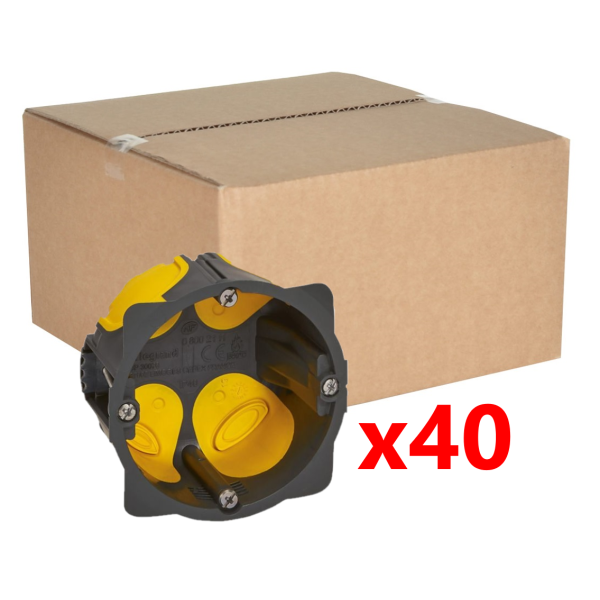 Legrand - Écobatibox - LOT de 40 Boîtes d'encastrement 1 poste - BBC - Profondeur 40mm - D.67mm - Réf. : 080021Lx40