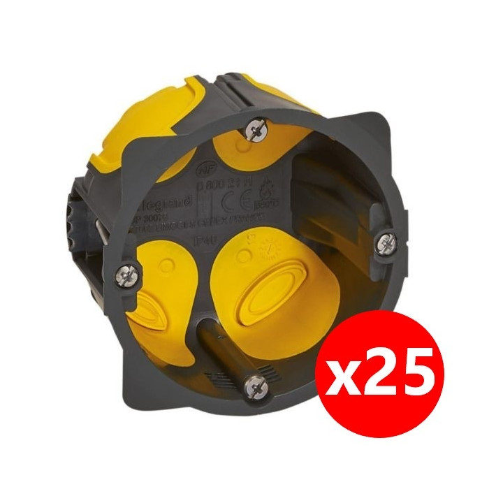 Legrand - Écobatibox - LOT de 25 Boîtes d'encastrement 1 poste - BBC - Profondeur 50mm - D.67mm - Réf : 080031Lx25
