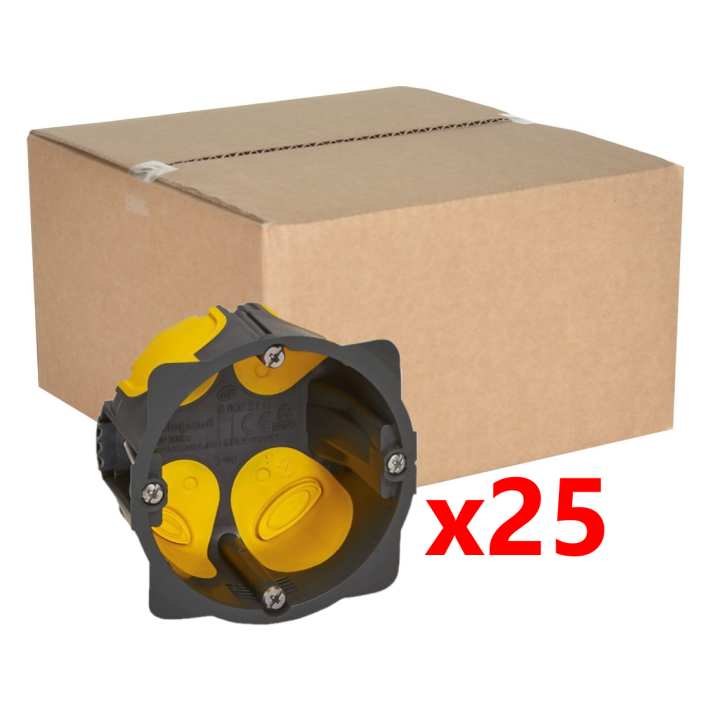 Legrand - Écobatibox - LOT de 25 Boîtes d'encastrement 1 poste - BBC - Profondeur 50mm - D.67mm - Réf : 080031Lx25