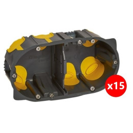 Legrand - Écobatibox - LOT de 15 Boîtes d'encastrement 2 postes - BBC - Profondeur 40mm - D.67mm - Réf : 080022Lx15