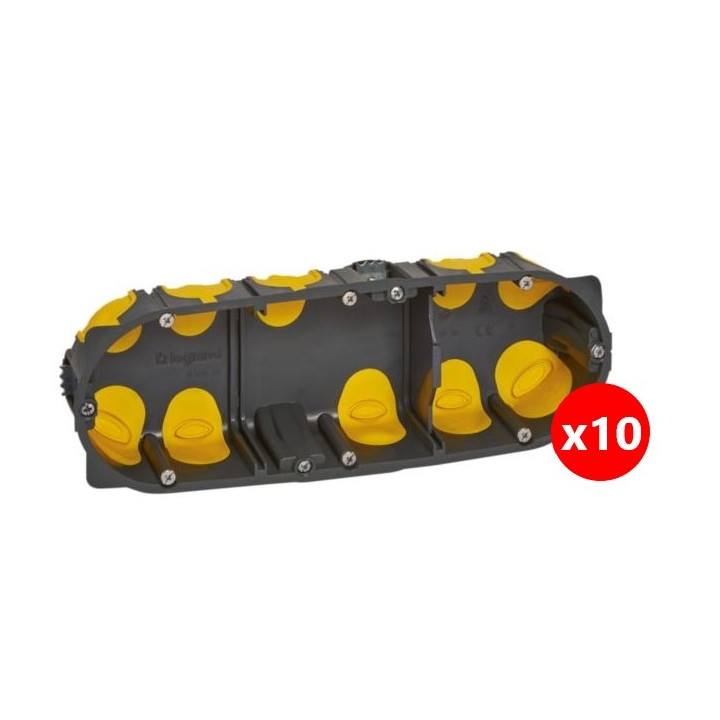 Legrand - Écobatibox - LOT de 10 Boîtes d'encastrement 3 postes - BBC - Profondeur 40mm - D.67mm - Réf : 080023Lx10