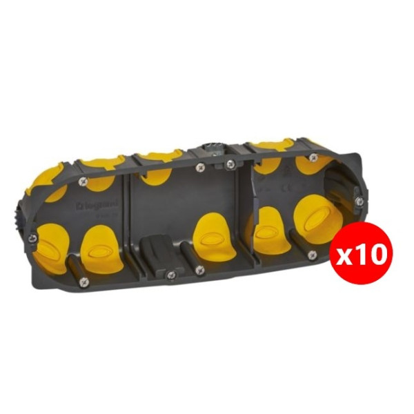Legrand - Écobatibox - LOT de 10 Boîtes d'encastrement 3 postes - BBC - Profondeur 40mm - D.67mm - Réf : 080023Lx10