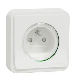 Schneider - Mureva Styl - Prise 2P+T - encastré - IP55 - IK08 - connexion auto - blanc - Réf : MUR39036