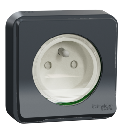Schneider - Mureva Styl - Prise 2P+T - encastré - IP55 - IK08 - connexion auto - noir - Réf : MUR35036