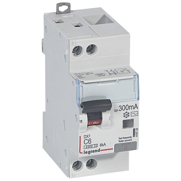 Legrand - Disjoncteur Différentiel - 1P+N - 6A - 300mA - Type AC - DX³ 4500A/6kA - Vis/Vis - Réf : 410723