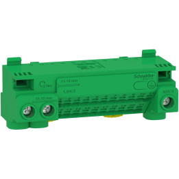 Schneider - Resi9 - bornier terre 63A + cavalier - auto 21x1,5² à 4² - vis 3x6² à 25² - Réf : LGYT1E24