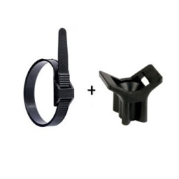 Ram - Collier de fixation nylon - noir - 180x9 + Embase à visser - Collier x100 (59118) +Embase x100 (59220)