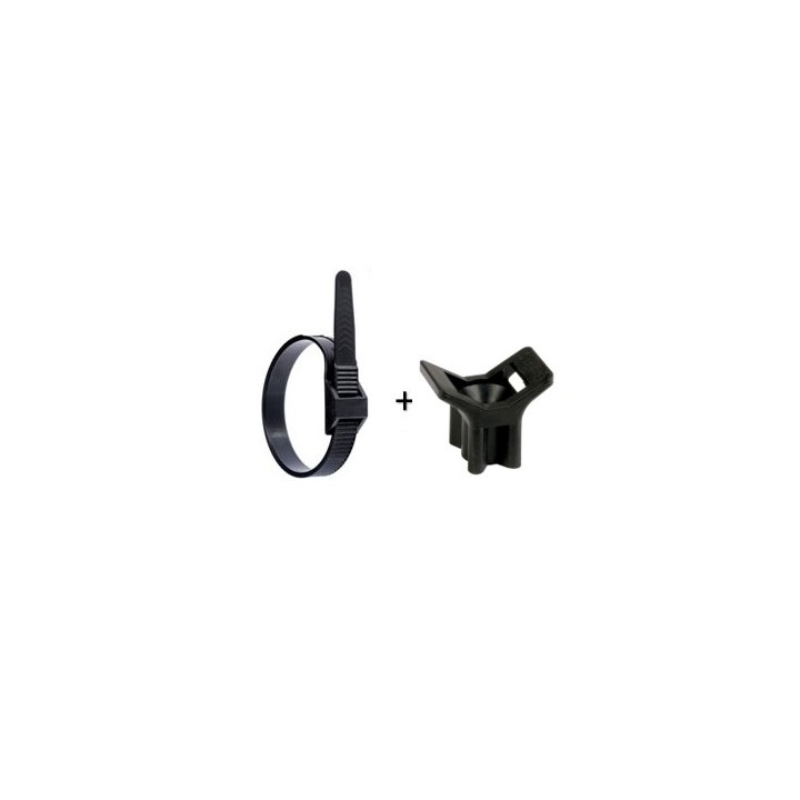 Ram - Collier de fixation nylon - noir - 180x9 + Embase à visser - Collier x100 (59118) +Embase x100 (59220)