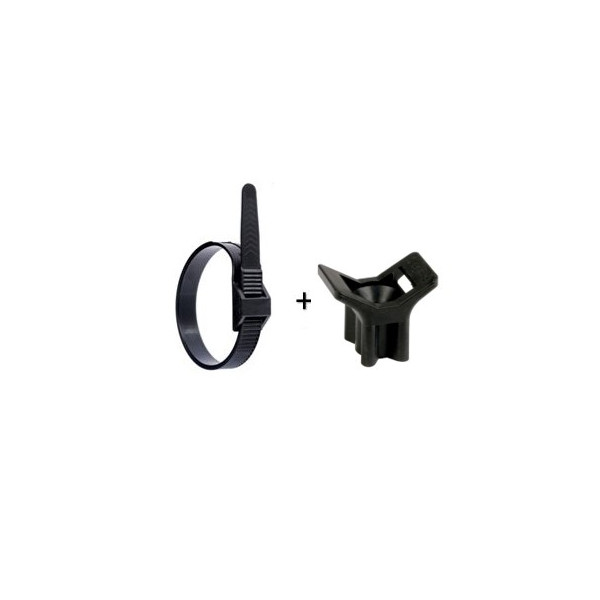 Ram - Collier de fixation nylon - noir - 180x9 + Embase à visser - Collier x100 (59118) +Embase x100 (59220)