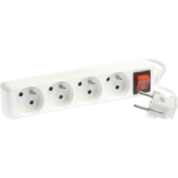 Eur'Ohm - Bloc multiprise avec interrupteur I/O - 4 Prises - Blanc - Câble 1.5m - Réf : 64096