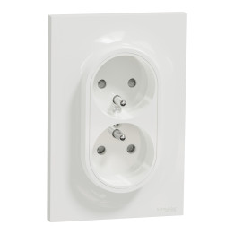 Schneider - Odace 2011 - Prise de courant 2 x 2P+T - 16A  - 230V - 1 poste - Blanc - Ref : S521089