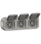 Legrand - Plexo L - Triple prise 2P+T précâblée - Horizontal - Saillie - Gris- Ref. : 069680L+069564L