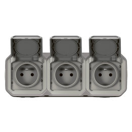 Legrand - Plexo L - Triple prise 2P+T précâblée - Horizontal - Saillie - Gris- Ref. : 069680L+069564L
