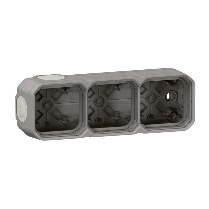 Legrand - Plexo L - Triple prise 2P+T précâblée - Horizontal - Saillie - Gris- Ref. : 069680L+069564L