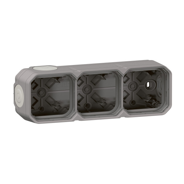 Legrand - Plexo L - Triple prise 2P+T précâblée - Horizontal - Saillie - Gris- Ref. : 069680L+069564L