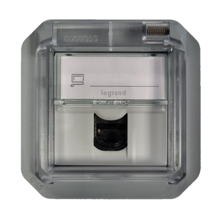Legrand - Plexo L - Prise RJ45 Cat. 6A STP + Boitîer 1 poste - Saillie - Gris - Ref. : 069559L + 069651L