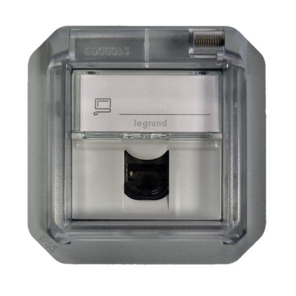 Legrand - Plexo L - Prise RJ45 Cat. 6A STP + Boitîer 1 poste - Saillie - Gris - Ref. : 069559L + 069651L