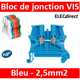 Legrand - Bloc jonction Viking 3 - À vis - Bleu - Section 2.5mm² - 1 entrée & 1 sortie - Pas 5 mm - Réf : 037100