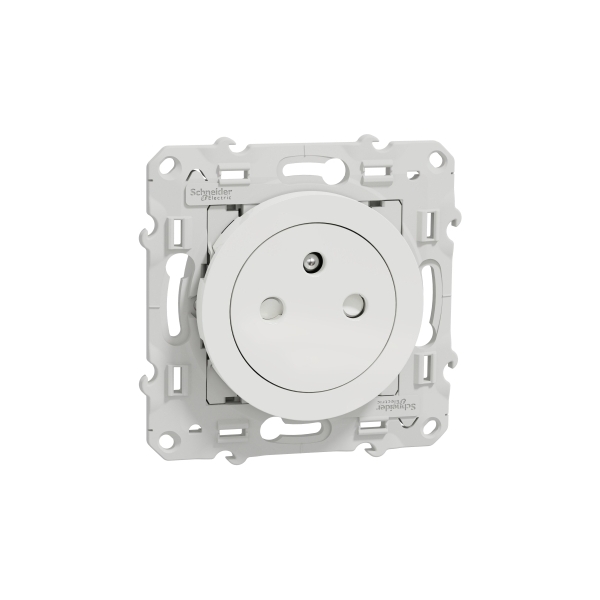Schneider - Prise de courant Odace affleurante - Blanc - 2P+T - 16A - 250V - Bornes auto - Réf : S520052