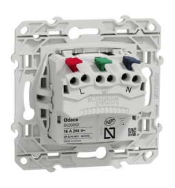 Schneider - Prise de courant Odace affleurante - Blanc - 2P+T - 16A - 250V - Bornes auto - Réf : S520052