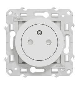 Schneider - Prise de courant Odace affleurante - Blanc - 2P+T - 16A - 250V - Bornes auto - Réf : S520052