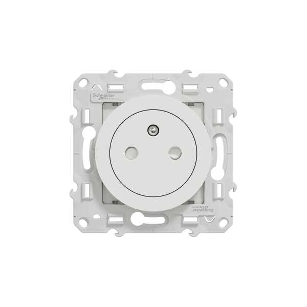 Schneider - Prise de courant Odace affleurante - Blanc - 2P+T - 16A - 250V - Bornes auto - Réf : S520052