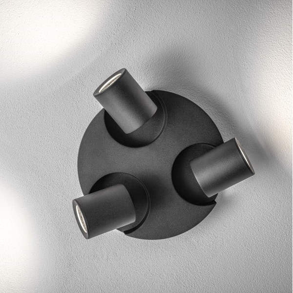 GTV Lighting - Luminaire plafond BLINK 2 - 3xGU10 - Noir - Réf : OS-BLND50W3-00