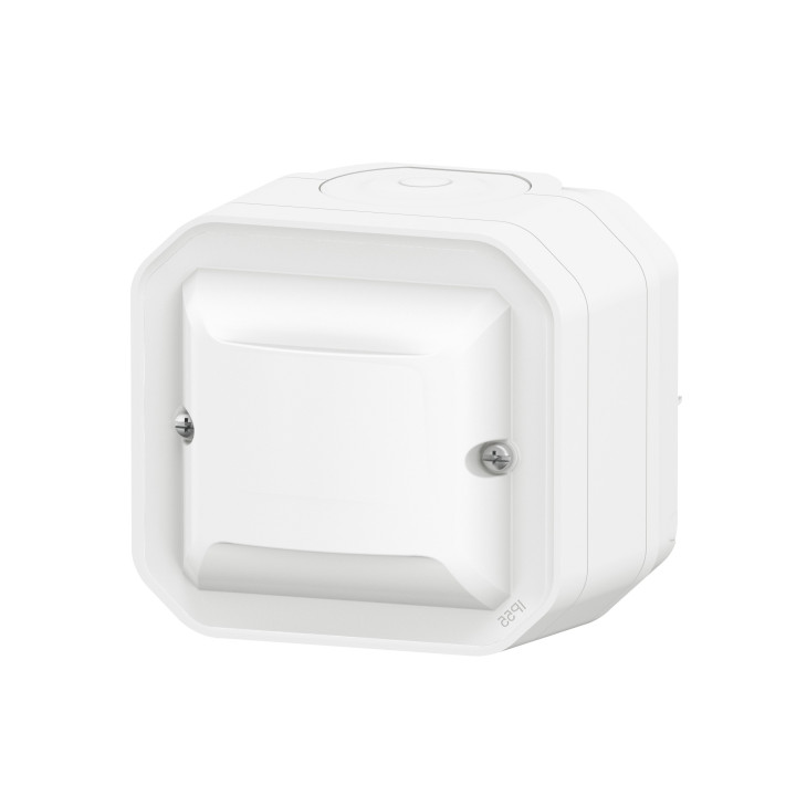 Legrand - Plexo - Détecteur mural universel - Infrarouge - Saillie - Blanc- IP55/IK07 - Réf : 069520LA+069689L