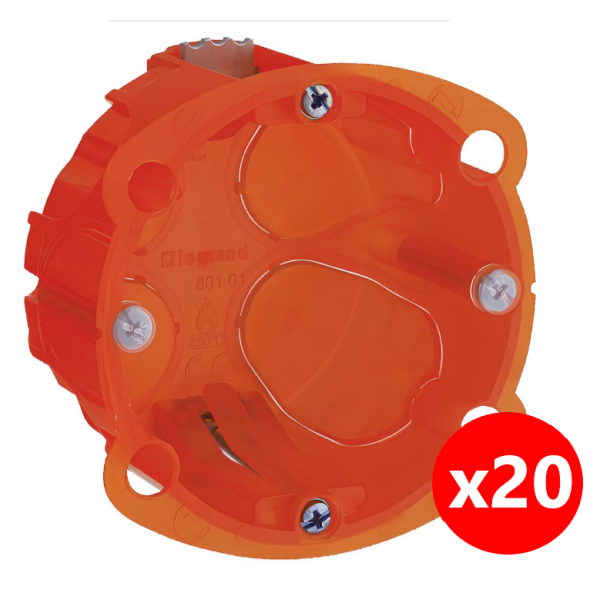 Legrand - Batibox - LOT de 20 Boîtes Multimatériaux 1 Poste Profondeur 40 mm - Réf. : 080101x20