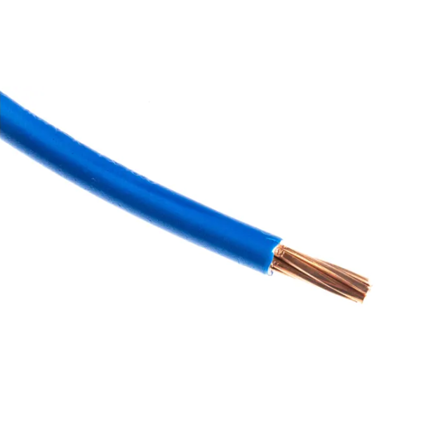 Fil HO7VR 10 mm2 rigide - Bleu - vendu au m.