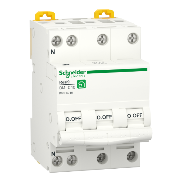 Schneider RESI9 - disjoncteur modulaire - 3P+N - 10A - courbe C - peignable - Réf : R9PFC710