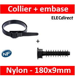 Collier embase Ramtub fixation câbles Ø16-32mm 100 colliers et